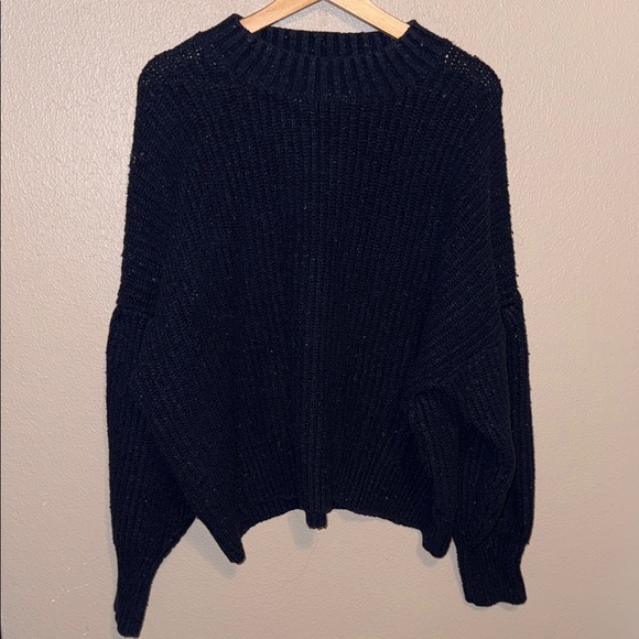 Old Navy Blue Speckled Drop Sleeve Crew Neck Sweater - Picture 3 of 7